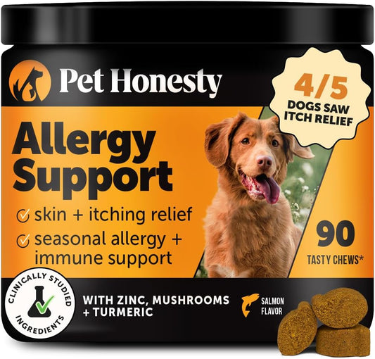 Dog Allergy & Itch Relief - Advanced Itch Supplement with Probiotics for Dogs - Immune Support & Skin Relief for Seasonal Allergies - Natural Itchy Skin & Paw Relief - (Salmon, 90 Ct)