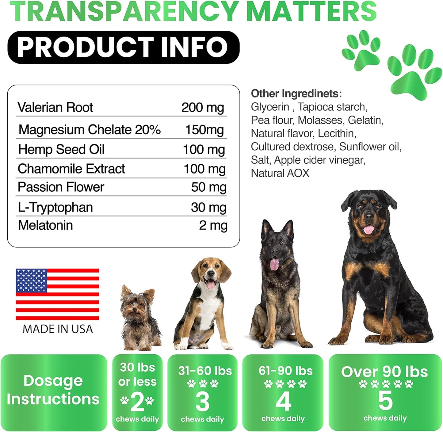Hemp Calming Chews for Dogs - Dog Calming Chews - 170 Anxiety Relief Treats with Hemp Oil - Sleep Aid - Advanced Health Joint Support Supplement - Health & Wellness