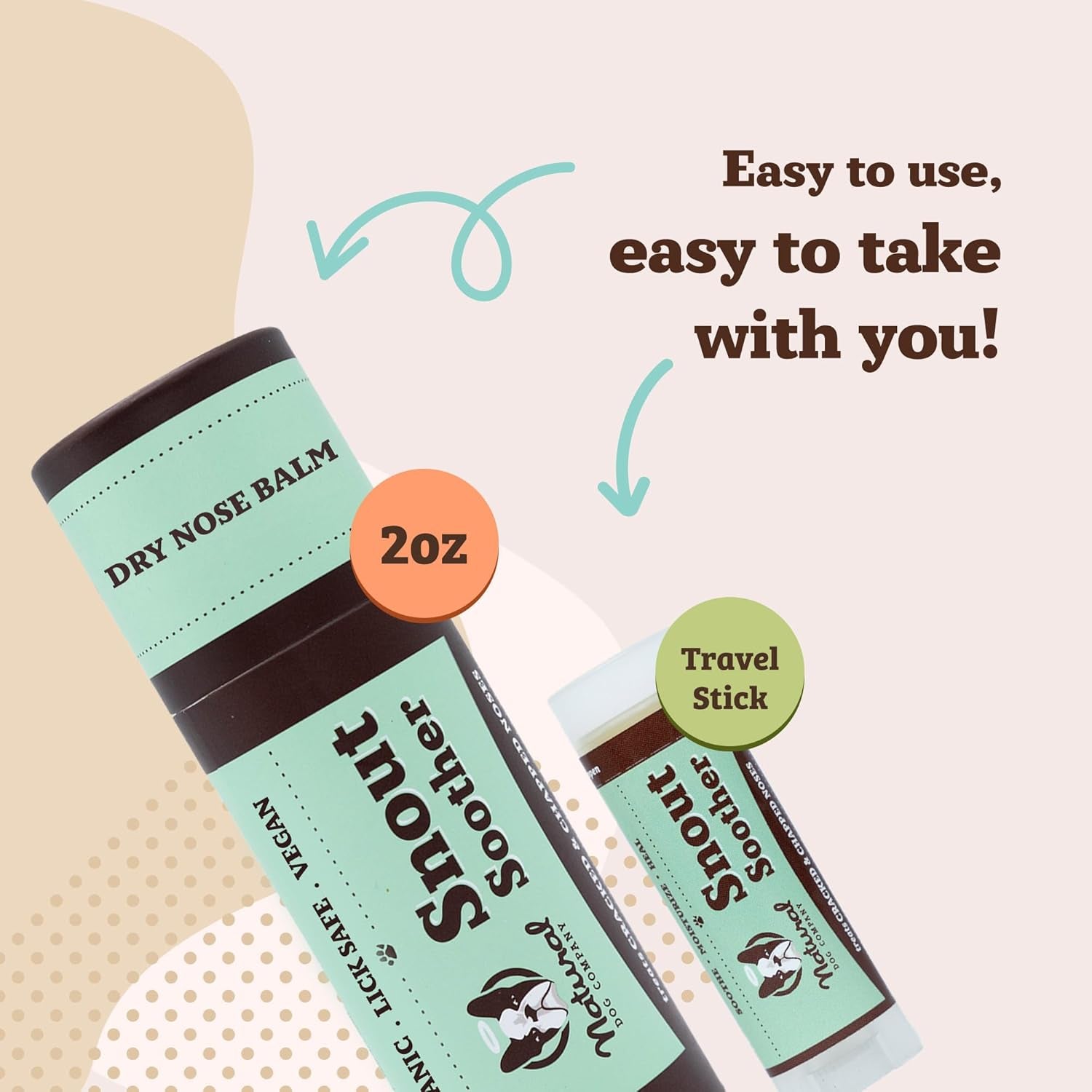 Snout Soother, Dog Nose Balm, Wax & Cream for Dry, Cracked Noses, Heals & Moisturizes with Shea Butter & Coconut Oil, Lick-Safe Nose Butter, Made in USA, 0.15 Oz. Stick