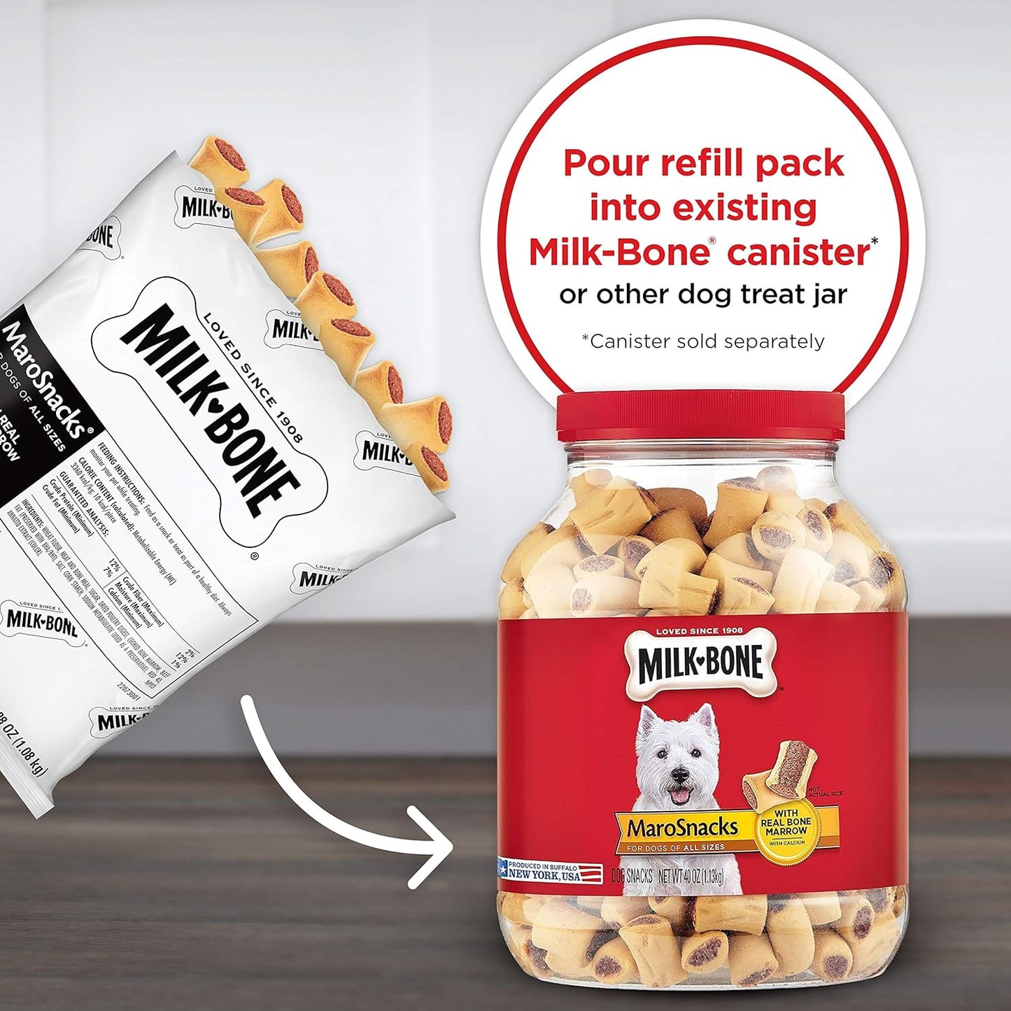 Marosnacks Dog Treats, 38 Ounce Refill Packs (Pack of 2) with Real Bone Marrow and Calcium