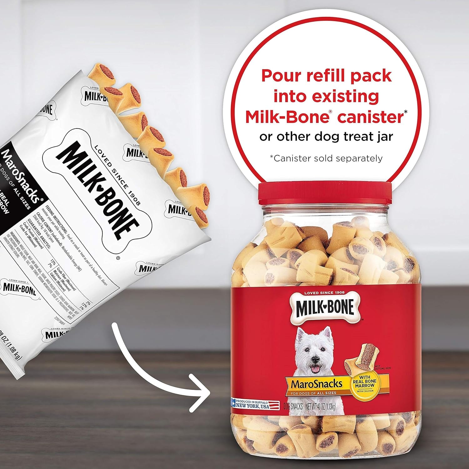 Marosnacks Dog Treats, 38 Ounce Refill Packs (Pack of 2) with Real Bone Marrow and Calcium