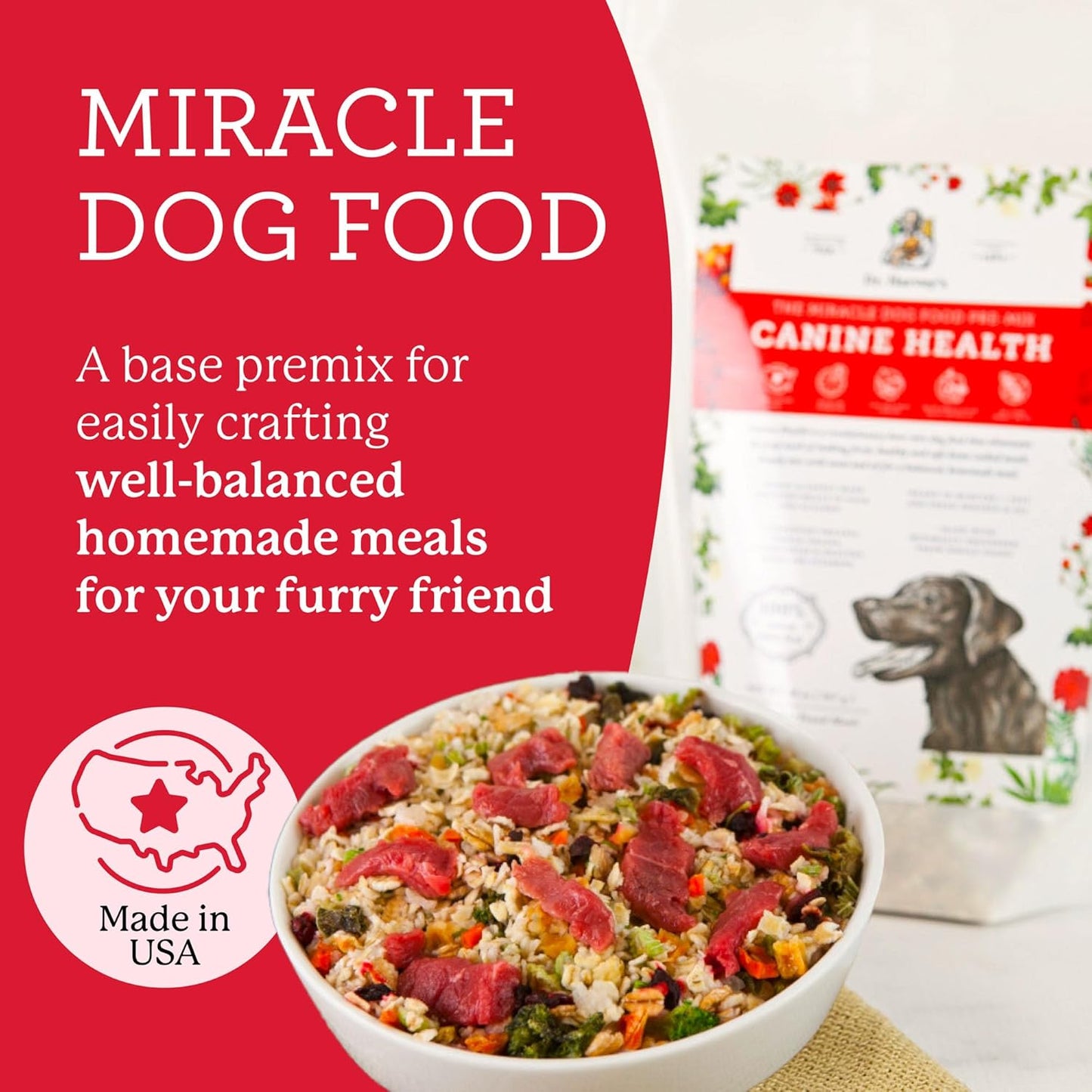 Canine Health Miracle Dog Food, Human Grade Dehydrated Base Mix for Dogs with 9 Vegetables and 6 Organic Whole Grains (5 Pounds)