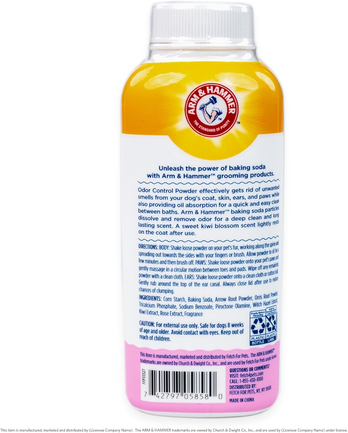 for Pets Odor Control Dry Shampoo Powder for Dogs, Best Odor Eliminating Waterless Shampoo for Dogs & Puppies, Kiwi Blossom Scent, 4.2 Ounces