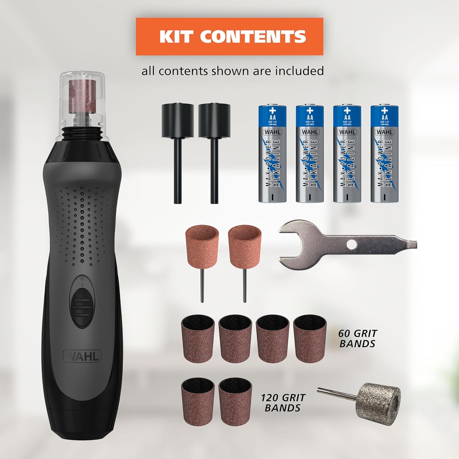 Grind & Smooth 2 Speed Battery Dog Nail Grinder with Concave Rounding Tip and Nail Guard for Increased Safety and Precise Nail Grinding - Model 3026333