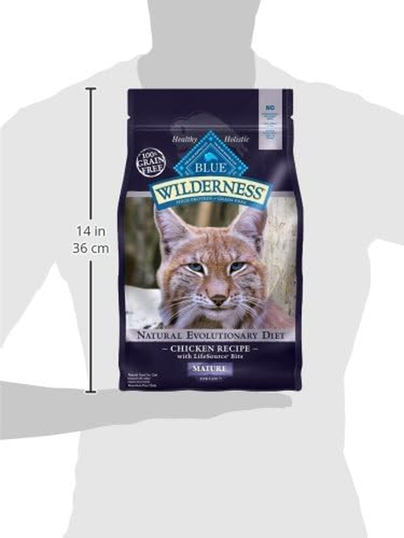 Wilderness Natural Mature Dry Cat Food for Cats 7+ Years, High-Protein and Grain-Free Diet, Supports Immune System Health and Energy to Stay Active, Chicken, 5-Lb. Bag