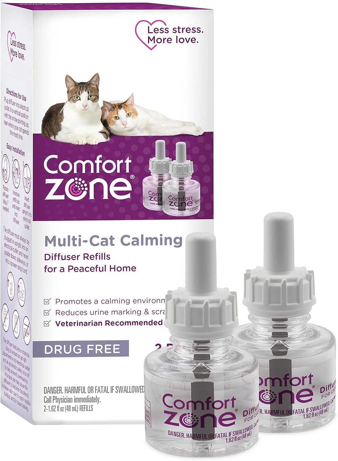 2 Pack Multicat Diffuser Refills; Cat Calming Pheromones Help Anxiety; 30-Day Refills