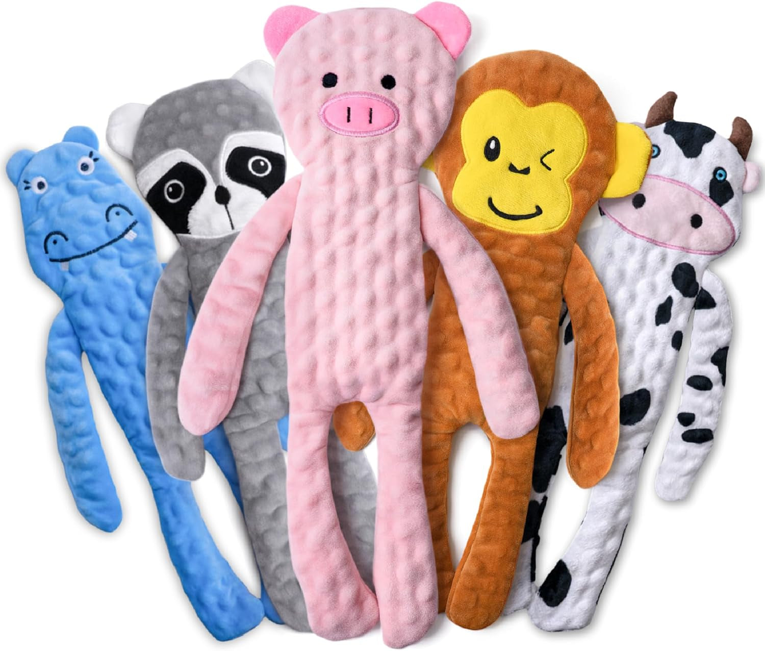 No Stuffing Dog Toys Squeaky for Large Dogs, Crinkle Puppy Teething Toys to Keep Them Busy, Plush Interactive Doggie Long Lasting Chews for Aggressive Chewers