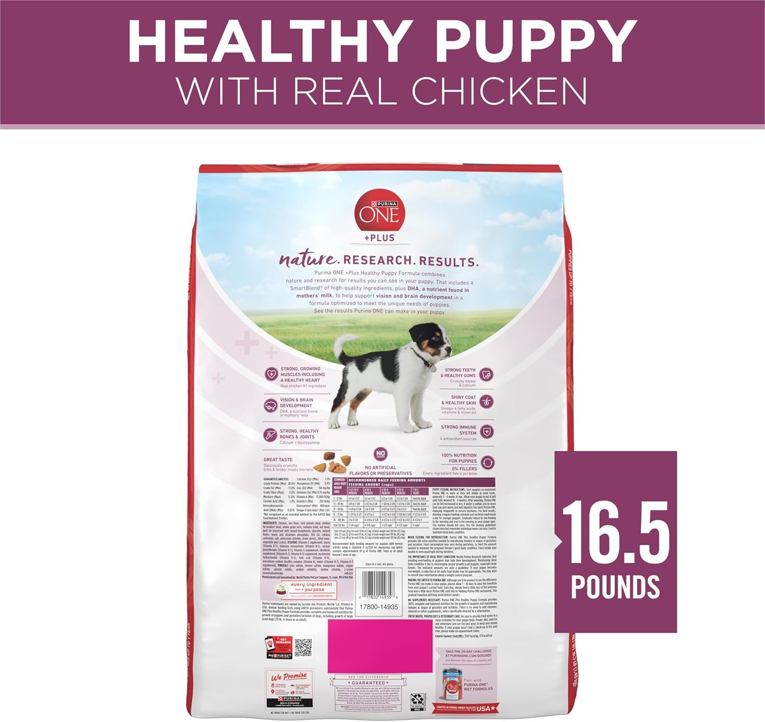 plus Healthy Puppy Formula High Protein Natural Dry Puppy Food with Added Vitamins, Minerals and Nutrients - 16.5 Lb. Bag