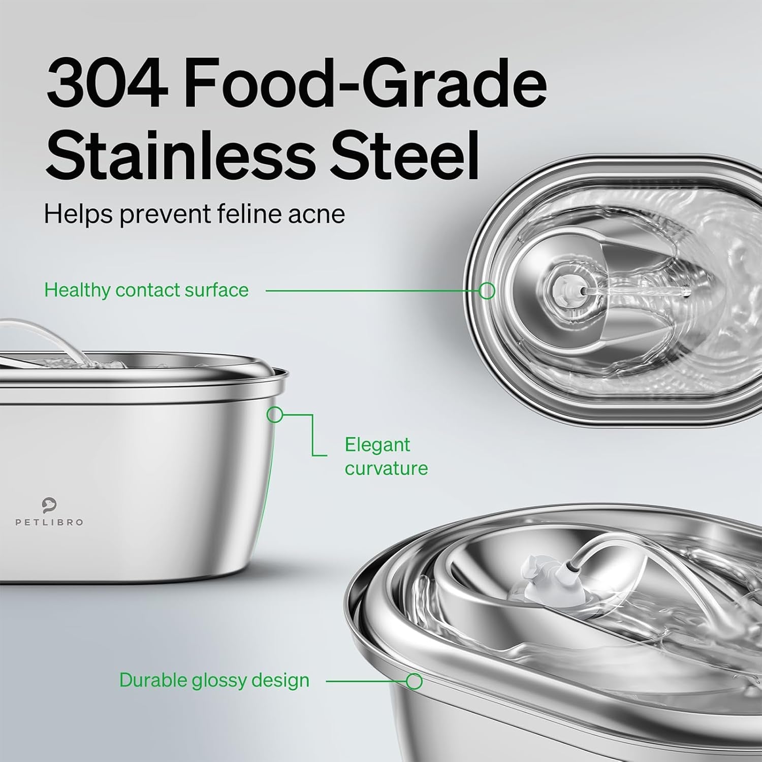 Stainless Steel Cat Water Fountain, 101Oz/3L Pet Water Fountain for Cats Inside, Food-Grade Dog Water Fountain, Automatic Water Dispenser with 4 Filters & 4 Sponges