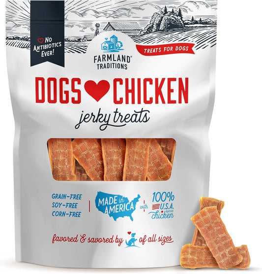 Dogs Love Chicken Jerky Dog Treats, Premium Two-Ingredient Dog Jerky with Usa-Raised Chicken & No Antibiotics Ever, 3-Pound Bag