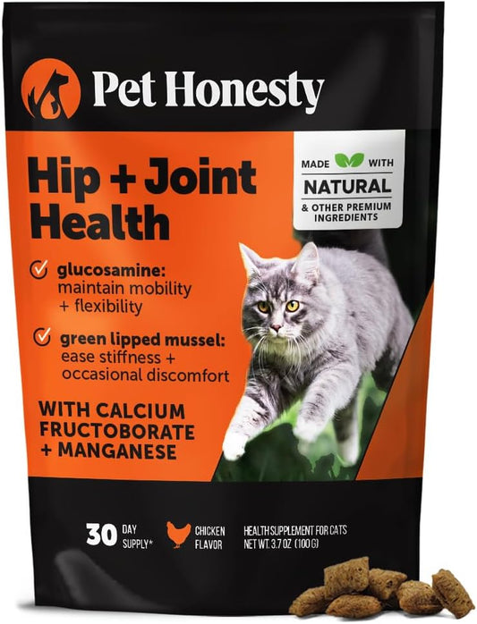 Cat Hip & Joint Health Crunchy & Creamy Chews - Cat Joint Support Supplement with Glucosamine, Health Supplies & Hip Support for Indoor & Outdoor Cats (Chicken 30-Day Supply)
