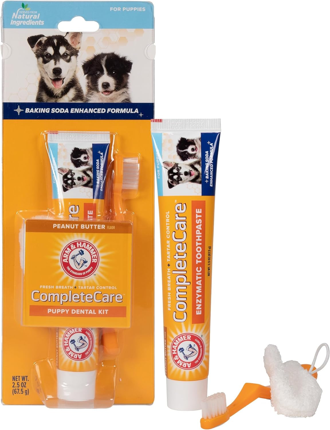 Complete Care Puppy Dental Kit - Includes Small Dog Toothbrush, Peanut Butter Flavor 2.5 Oz Toothpaste for Puppies, Microfiber Finger Brush, Ideal for Fresh Breath