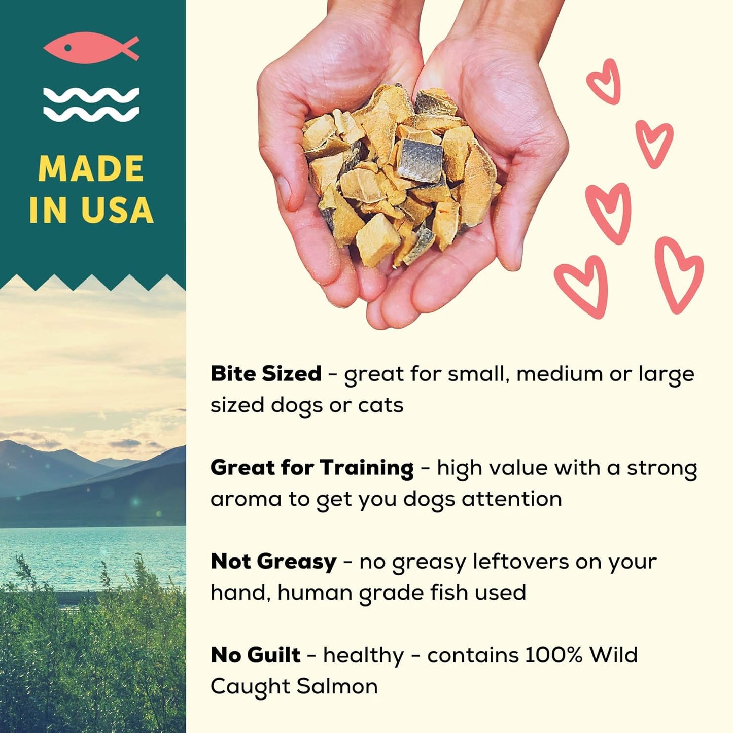 – Freeze Dried Salmon Dog Treats, Wild Caught, Single Ingredient | Natural High Value | Gluten Free, Grain Free, High Protein, Diabetic Friendly | Natural Fish Oil | Made in the USA