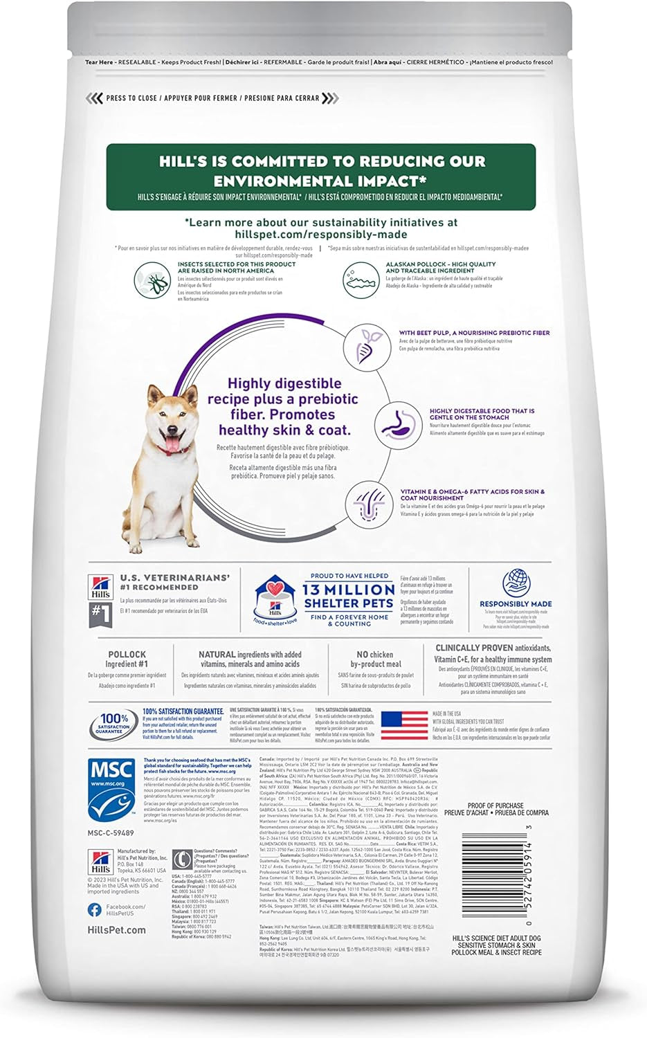Sensitive Stomach & Skin, Adult 1-6, Stomach & Skin Sensitivity Support, Dry Dog Food, Pollock, Barley, & Insect Recipe, 12 Lb Bag