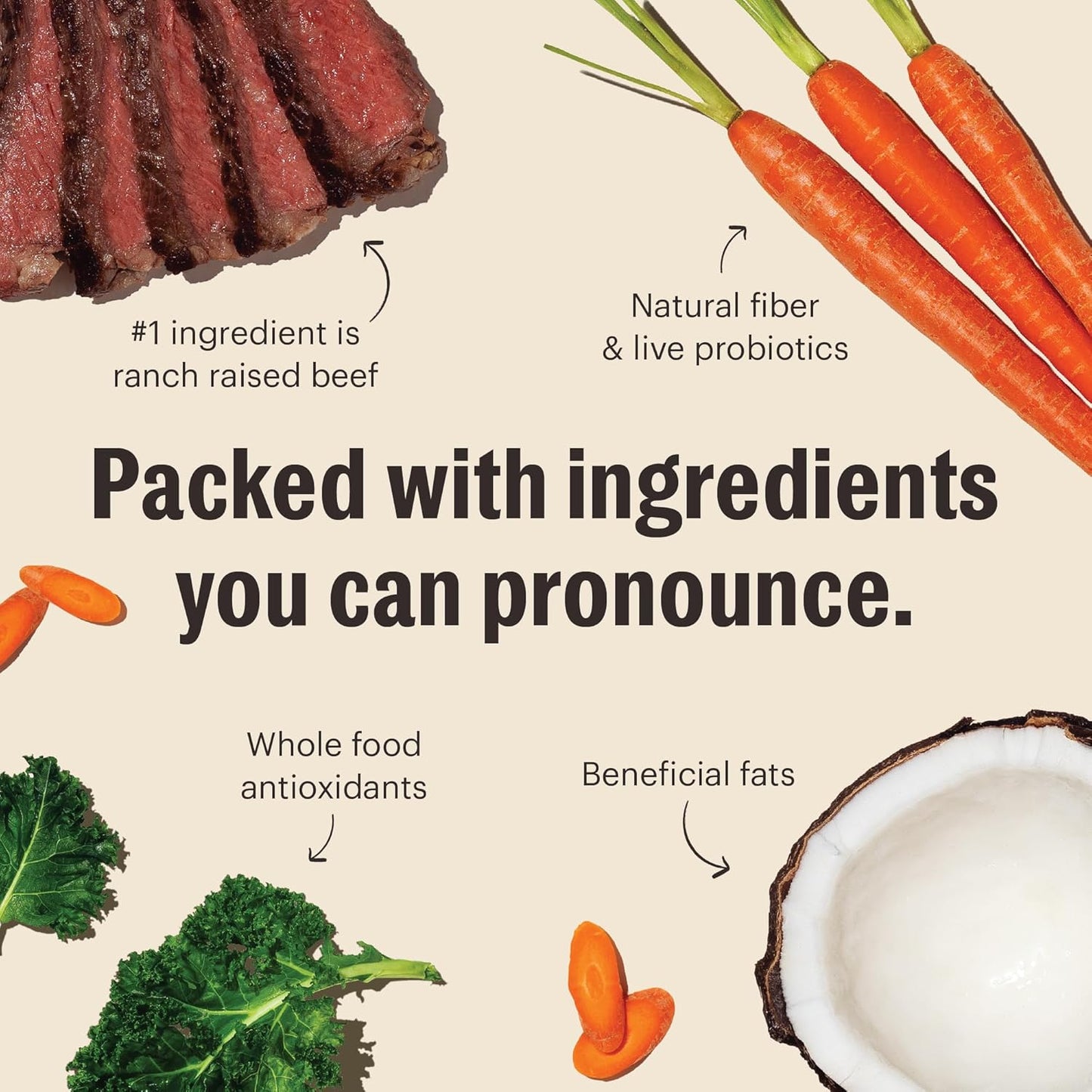 Whole Food Clusters Grain Free Beef Dry Dog Food, 20 Lb Bag