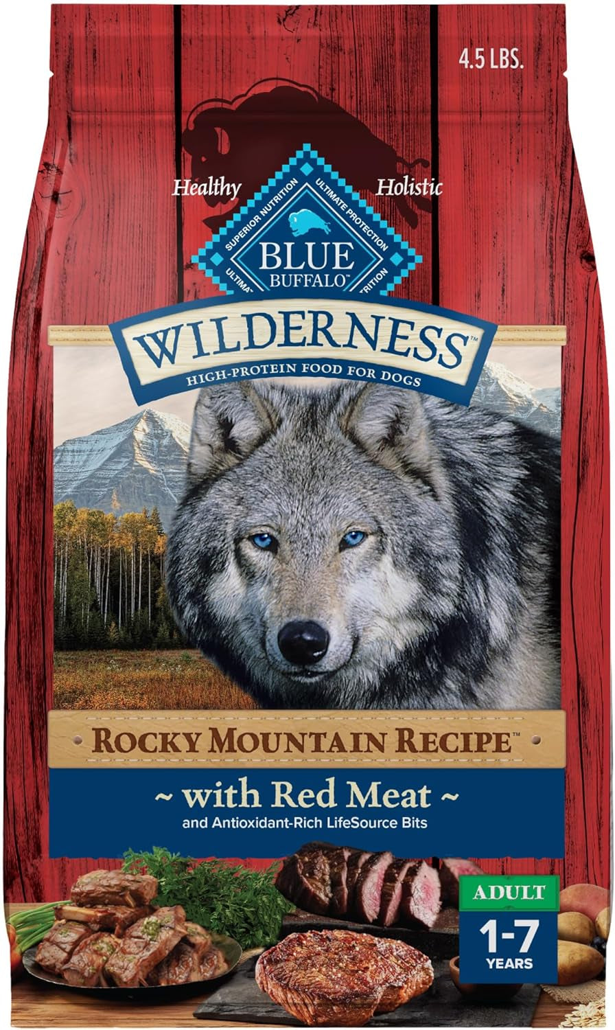 Wilderness Rocky Mountain Recipe High-Protein Adult Dry Dog Food Wholesome Red Meat, 4.5 Lb Bag
