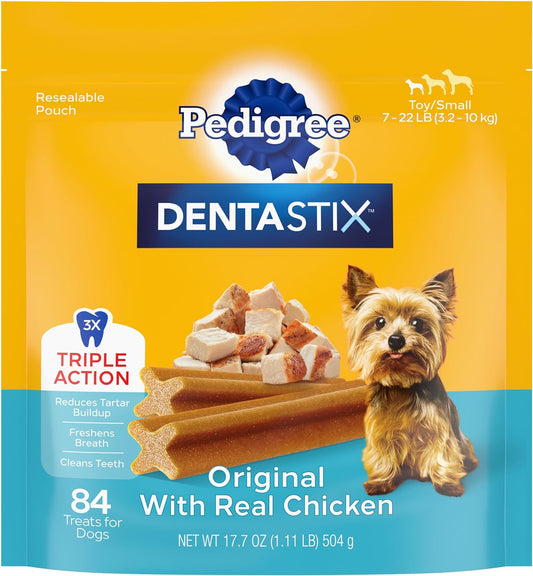Dentastix Small and Toy Breed Dog Treats, Original with Real Chicken, 17.7 Oz. Bag (84 Treats)
