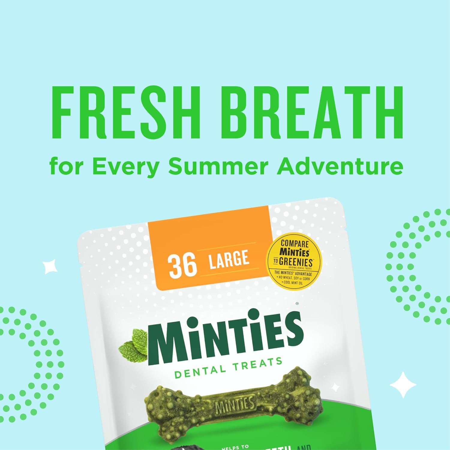 Dental Chews for Dogs, 24 Count, Vet-Recommended Mint-Flavored Treats for Large Dogs over 50 Lbs, Dental Bones Clean Teeth, Fight Bad Breath, and Removes Plaque and Tartar