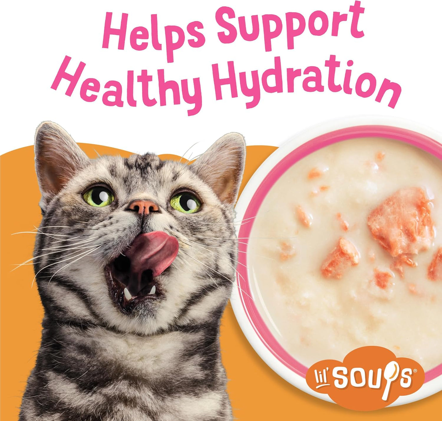 Purina  Lil’ Soups Lickable Cat Treats Toppers with Sockeye Salmon in Chicken Broth, Grain Free Cat Food Toppers, Pack of 8, 1.2 Oz Cups