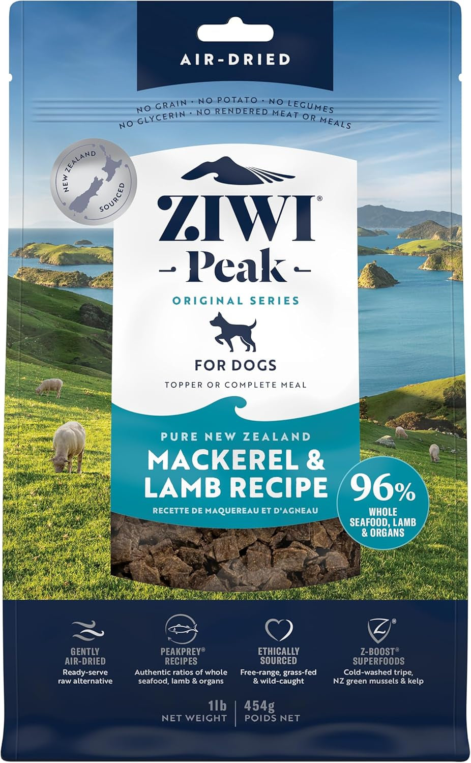 Peak Air-Dried Dog Food – Mackerel & Lamb - All Natural, High Protein, Grain Free, Limited Ingredient W/ Superfoods (16Oz)