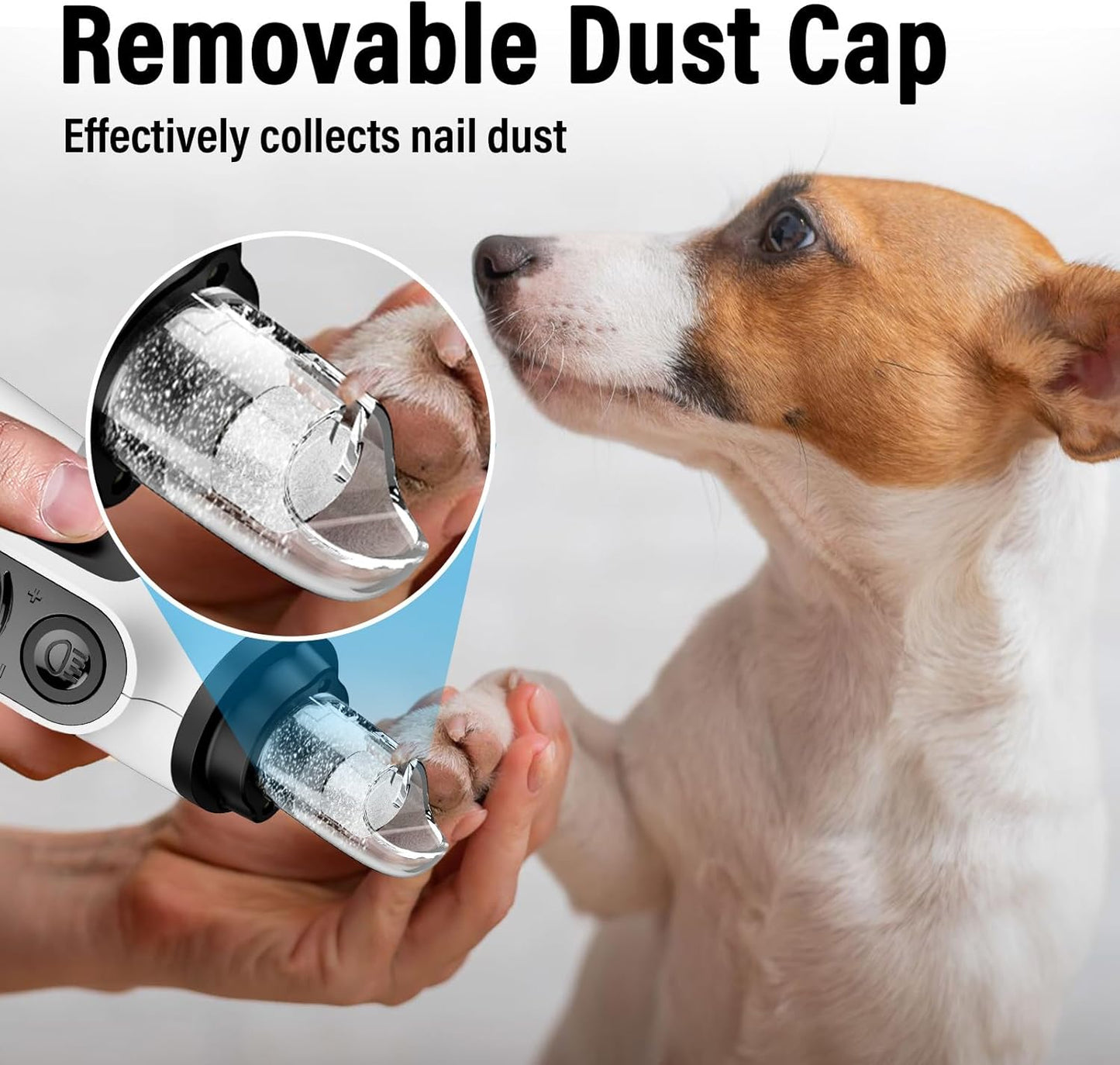 Smart 6-Speed Dog Nail Grinder - 50% More Power Pet Nail Grinder with 2 LED Lights Quiet Rechargeable Electric Dog Nail Trimmers File Toenail Grinder for Large Medium Small Dogs & Cats (White)