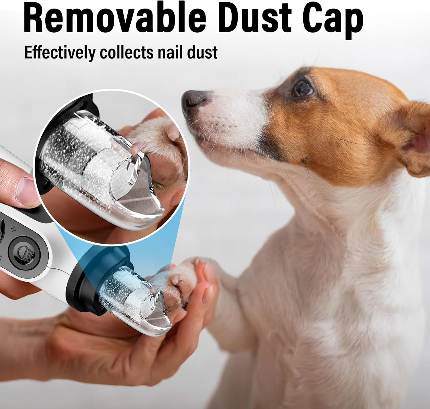 Smart 6-Speed Dog Nail Grinder - 50% More Power Pet Nail Grinder with 2 LED Lights Quiet Rechargeable Electric Dog Nail Trimmers File Toenail Grinder for Large Medium Small Dogs & Cats (White)