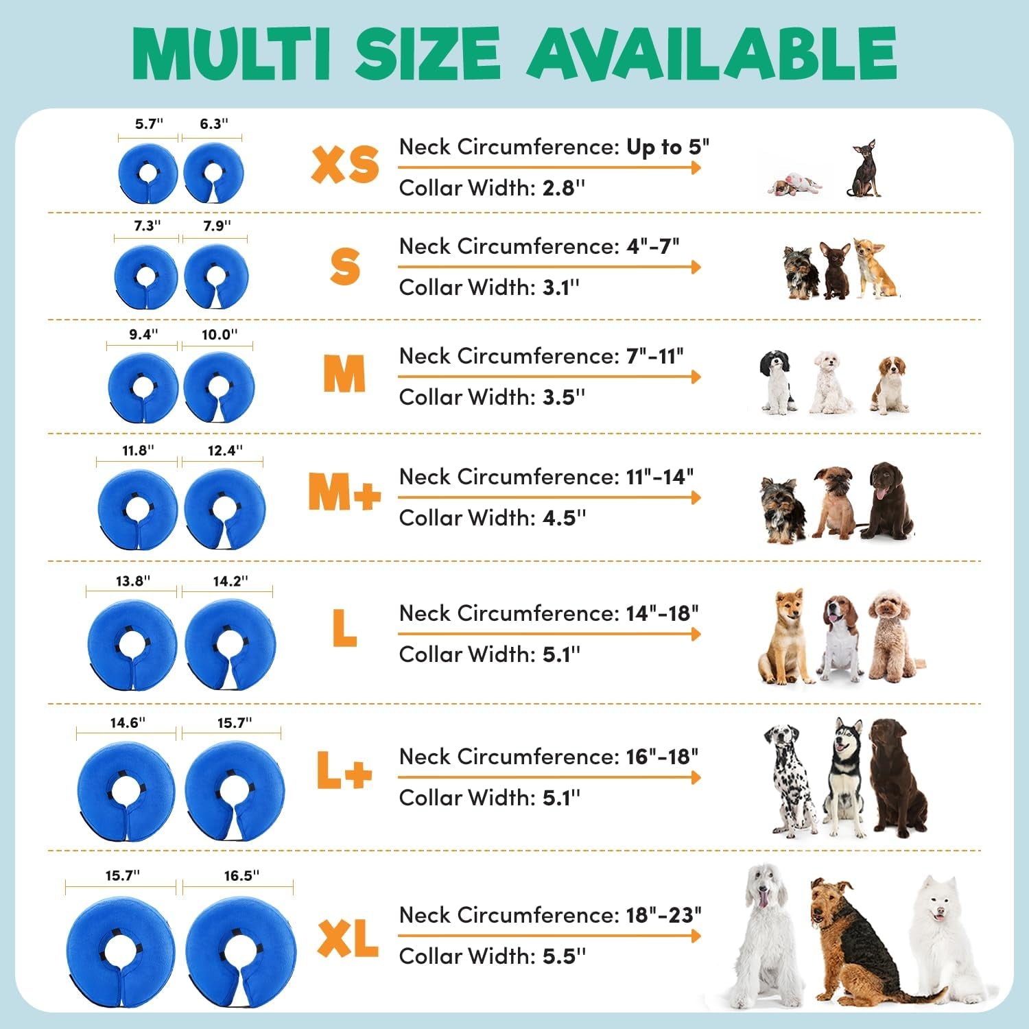 Inflatable Dog Cone Collar Alternative, Soft Dog Cone for Small Medium Large Dogs and Cats, Neck Recovery Ecollar Donut Collar after Surgery (Large, Blue)