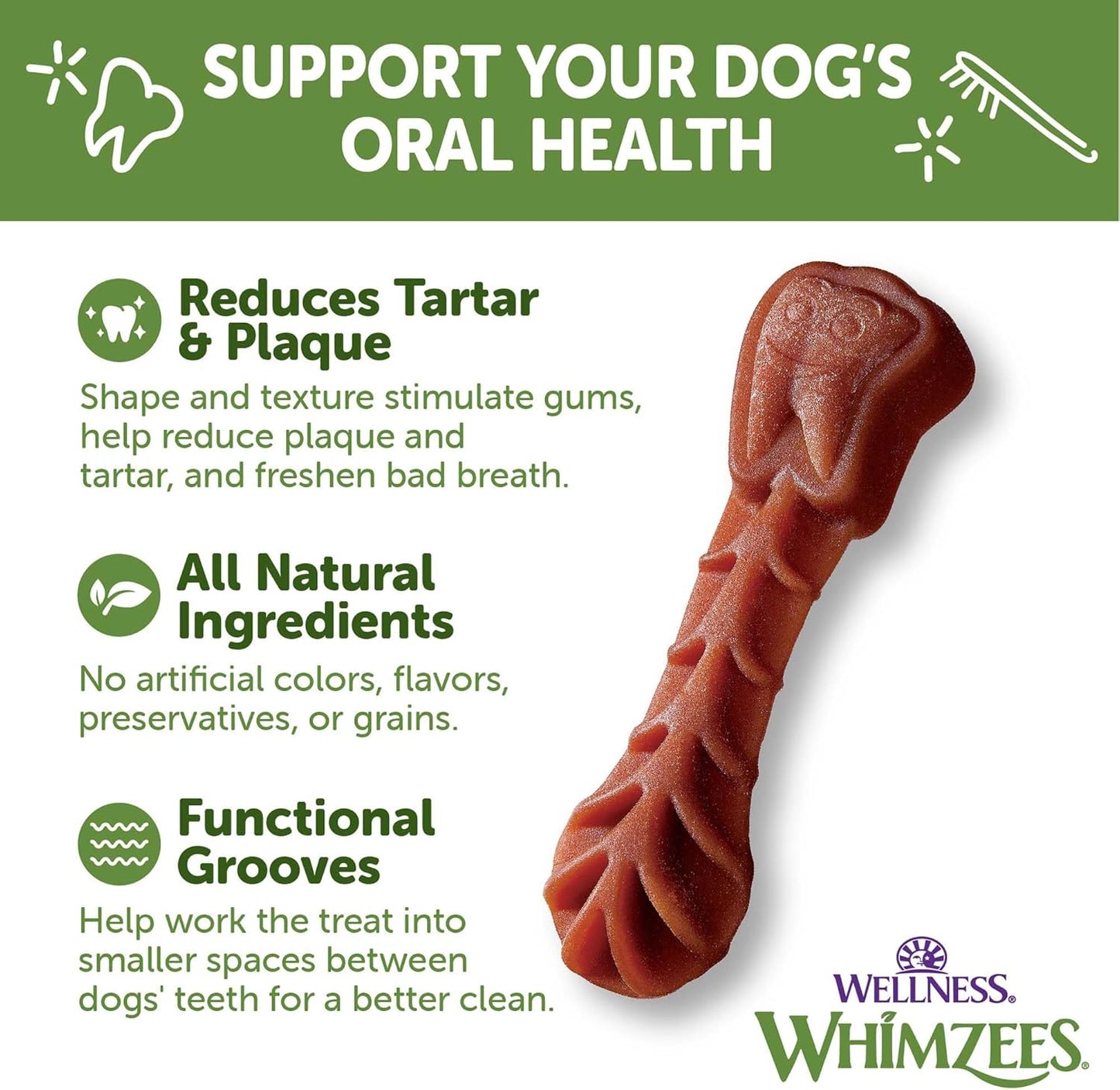 Wellness  Value Box Dog Dental Treats, Natural Chews, Small Size, (89 Count)