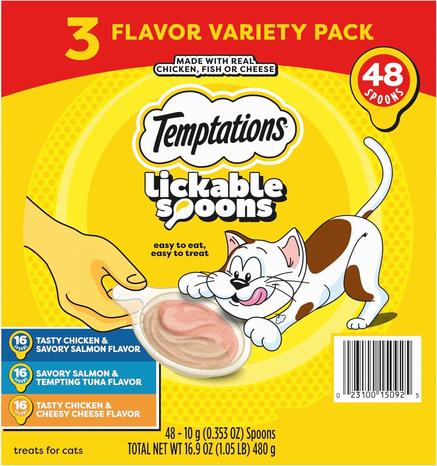 Lickable Spoons Adult Wet Cat Treats, 48 Spoons, Variety Pack