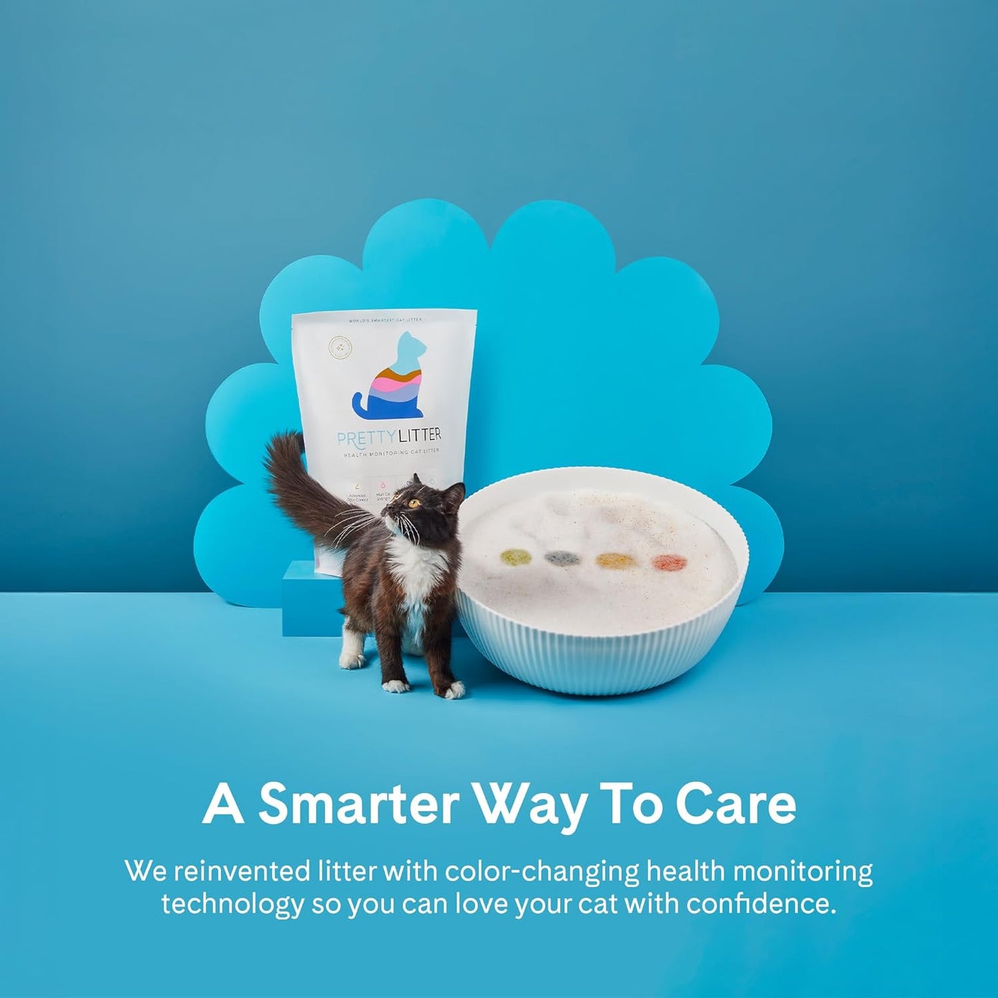 Prettylitter Health Monitoring Cat Litter (Unscented, Non Clumping) | Lightweight & Low Tracking, Color Changing Silica Gel Crystals, Advanced Odor Control — 6 Lbs, Pack of 2 (Two Month Supply)