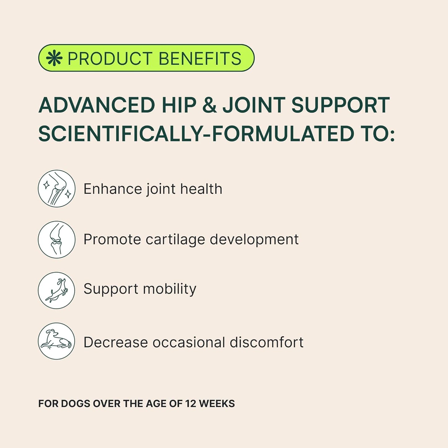 Advanced Dog Hip and Joint Supplement with Glucosamine, Chondroitin, Omega 3, MSM, and Green Lipped Mussel, 30 Pork Flavored Chews for Large Dog Breeds