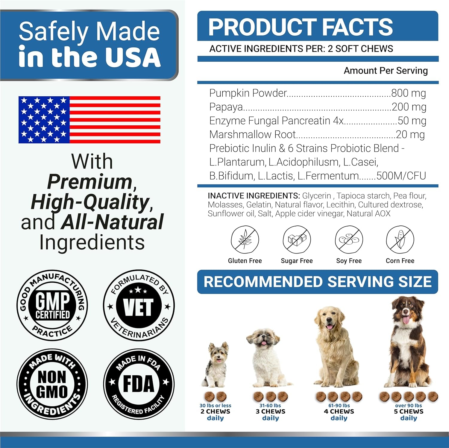 Probiotics for Dogs and Digestive Enzymes - 170 Dog Probiotics Chews - Dog Probiotic - anti Diarrhea, Upset Stomach & Gas Relief, Constipation, Canine Prebiotic - Pet Fiber Supplement - Gut Health