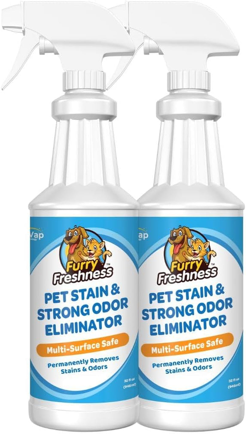 Extra Strength Cat or Dog Pee Stain & Permanent Odor Remover + Smell Eliminator -Removes Stains from Pets & Kids Including Urine or Blood- Lifts Old Carpet Stains- (2 Pack)