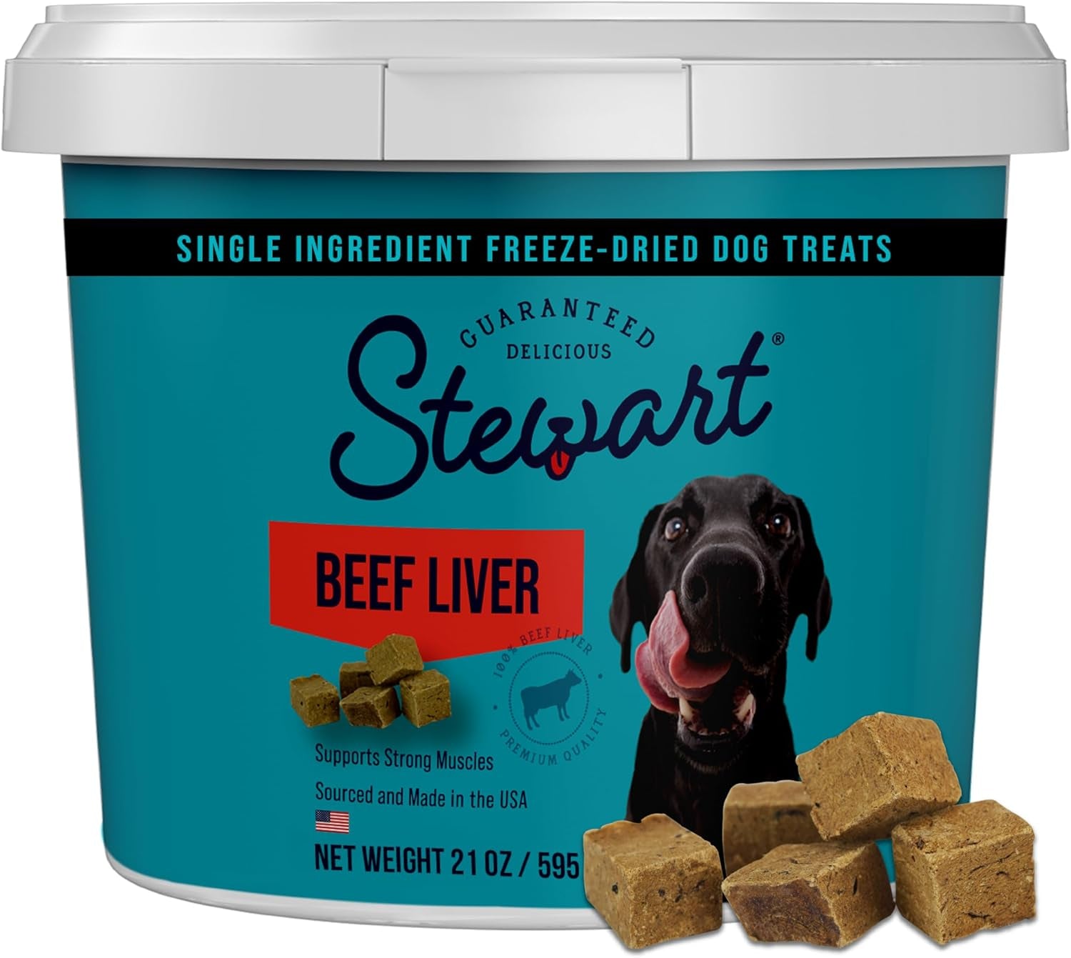 Beef Liver Dog Treats, 21 Oz, ~475 Pieces, Freeze Dried Raw, Single Ingredient, 50% Protein Training Treats or Meal Topper in a Value Size Resealable Tub, Grain Free, Gluten Free
