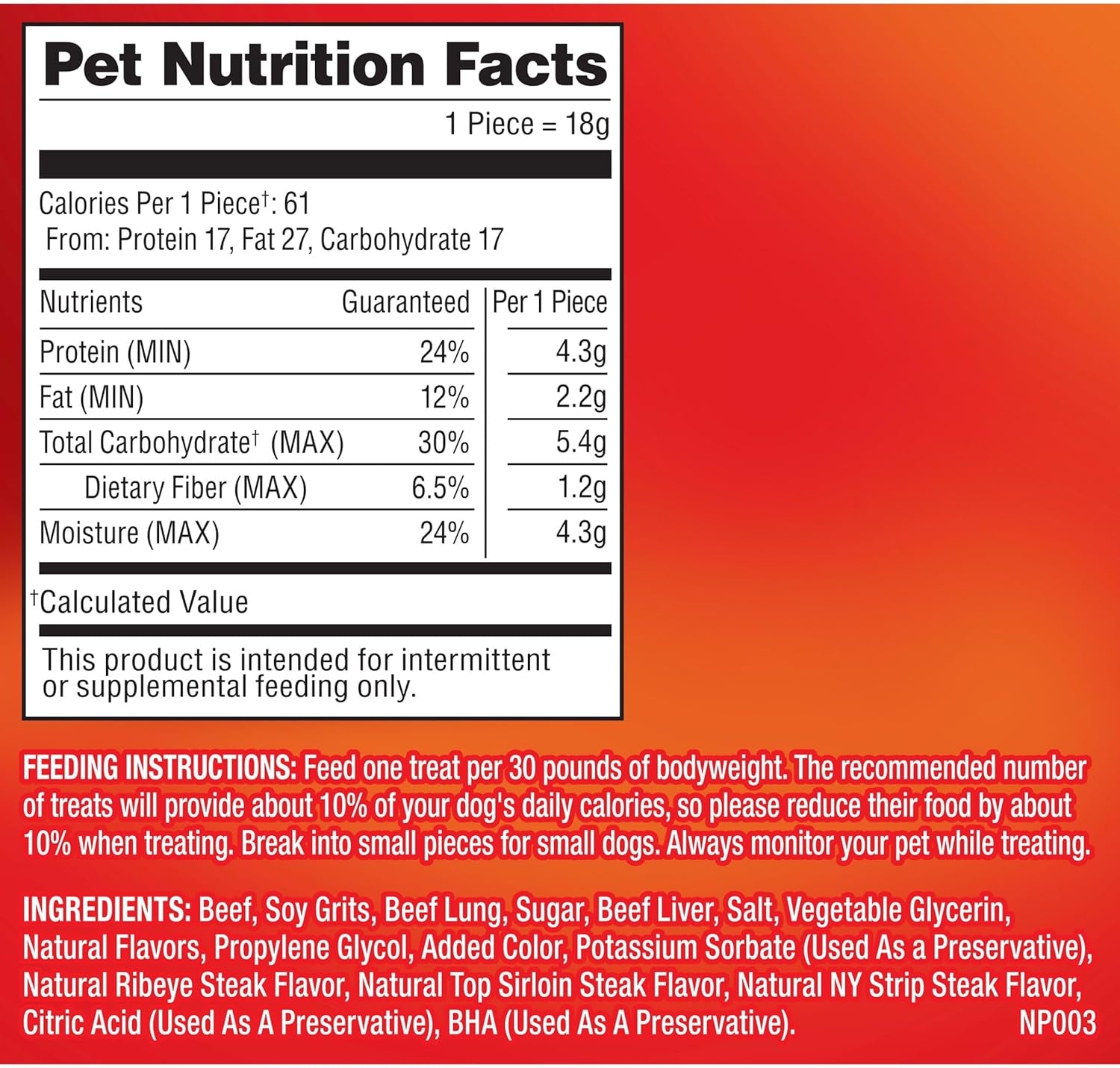 Dog Treats, Triple Steak Flavor, 22.5 Ounce, Ribeye, Top Sirloin, NY Strip Flavors