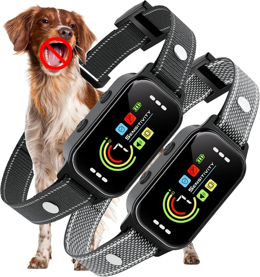 Dog Bark Collar 2 Pack, Bark Collar for Large Medium Small Dogs 8-120Lbs, AUTO Barking Collar, Bark Training Collar with 7-Level Sensitivity + 5 Safety Modes Humane Training System