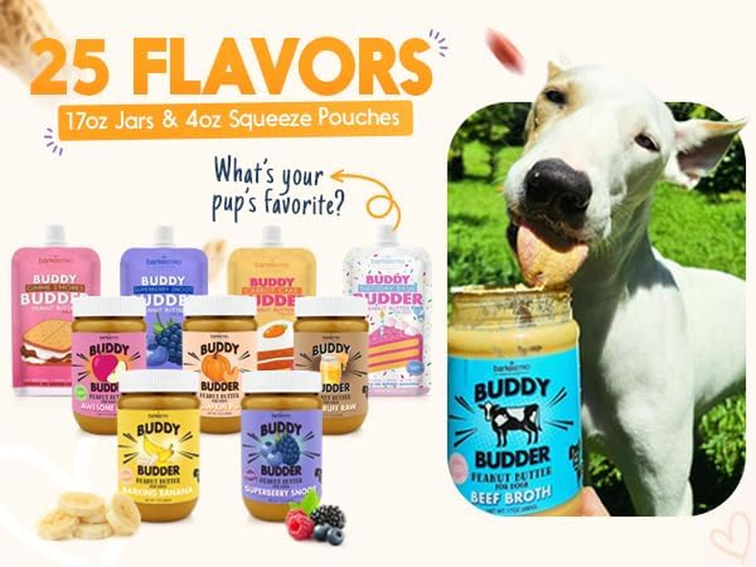 , Ruff Ruff Raw, Natural Dog Peanut Butter, Dog Treatmade in USA, (17 Oz Jars)