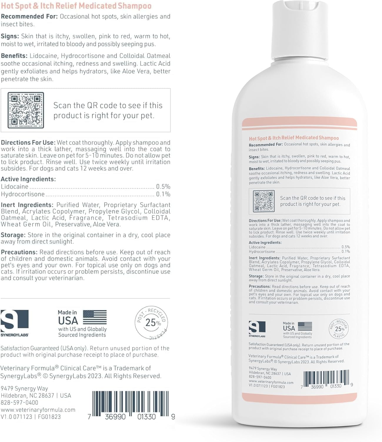 Clinical Care Hot Spot & Itch Relief Medicated Shampoo for Dogs and Cats 16Oz – Helps Alleviate Sensitive Skin, Scratching, and Licking of Coat