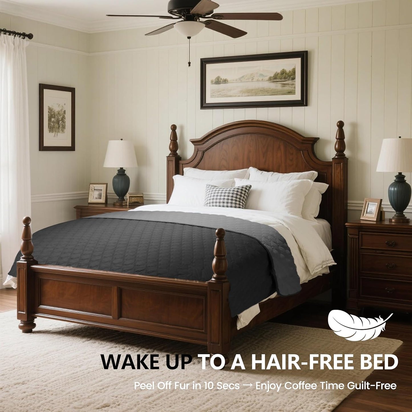 3X Stronger Waterproof Pet Blanket, Scratch Proof Furniture Protector for Dogs Cats, Reversible Cover 52X82 Inch, Dark Grey/Light Grey