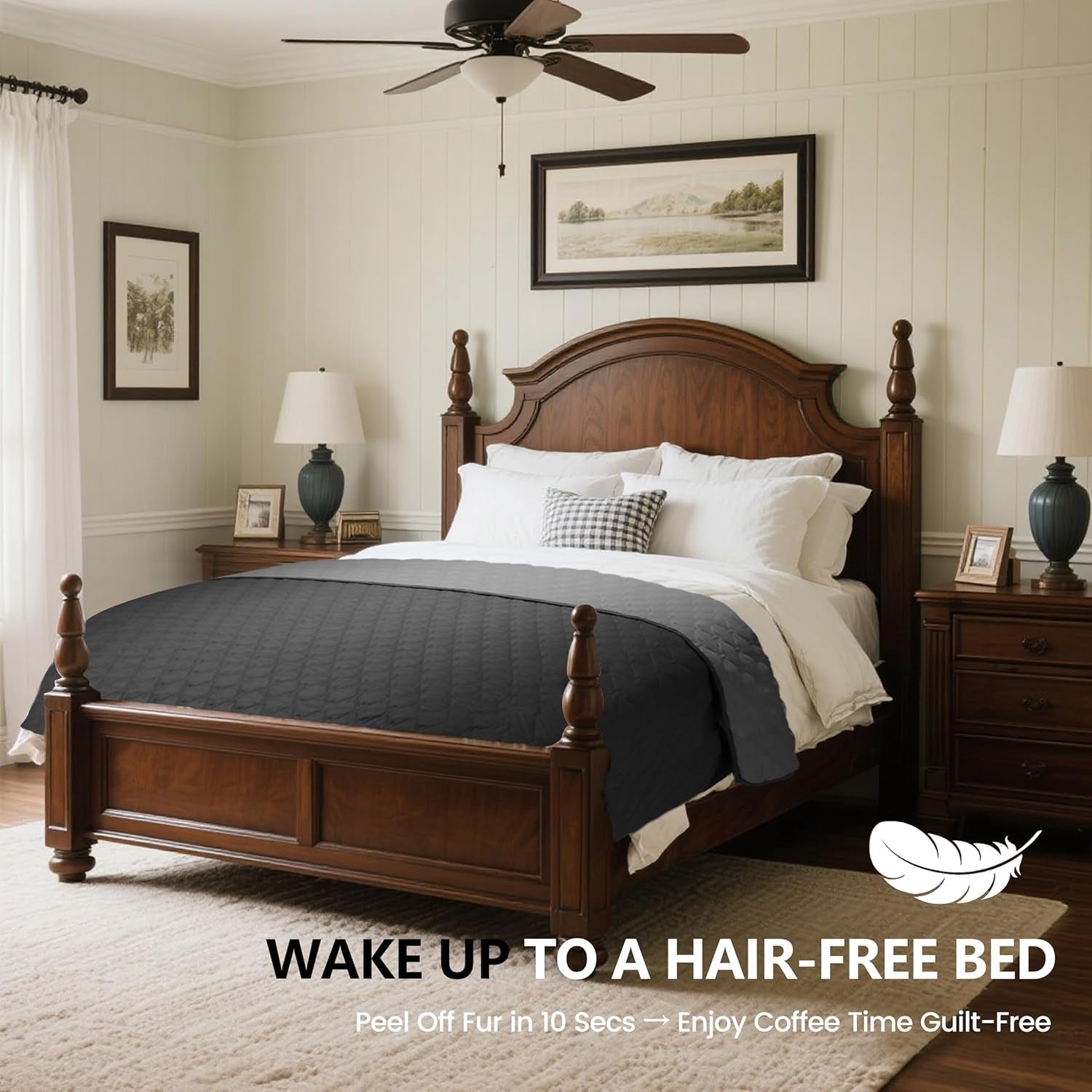 3X Stronger Waterproof Pet Blanket, Scratch Proof Furniture Protector for Dogs Cats, Reversible Cover 52X82 Inch, Dark Grey/Light Grey