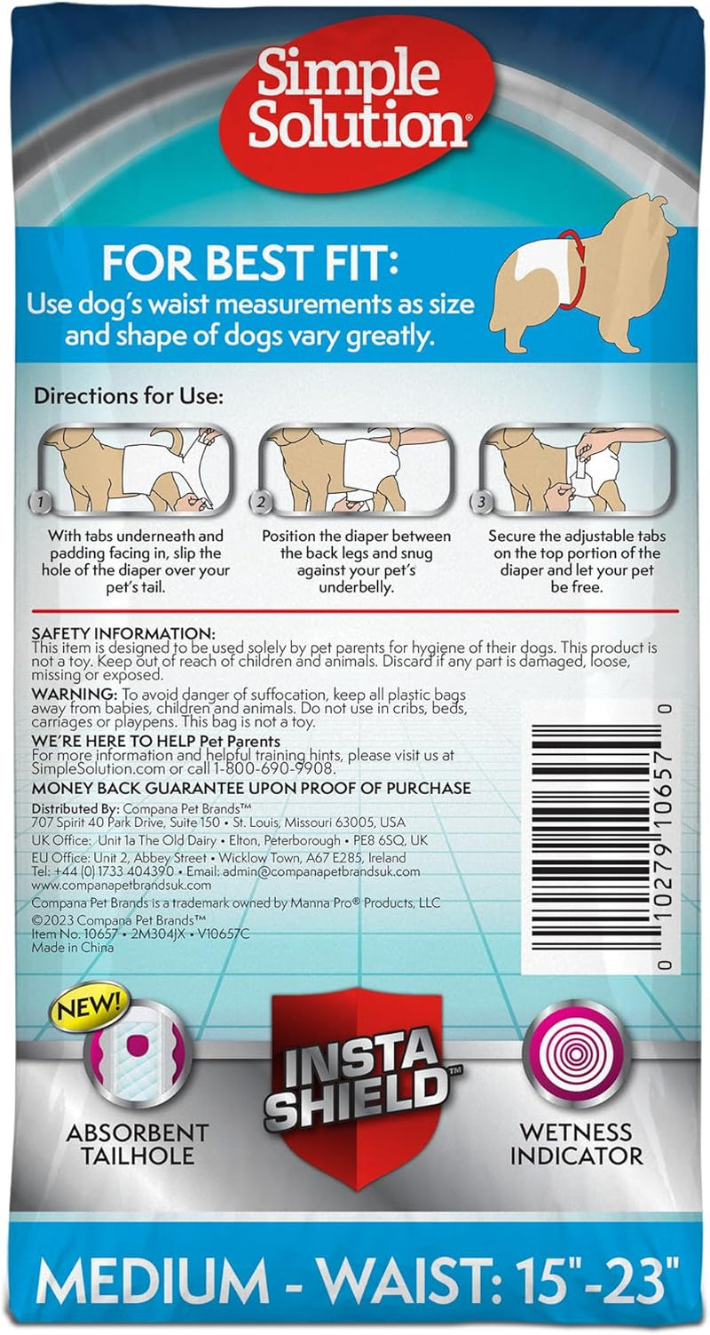 Disposable Dog Diapers, Female Dog Diapers, Puppy Potty Training, Incontinence and Heat Cycle Protection, Medium Diapers for Dogs, 15-23 Inch Waist, 30 Count