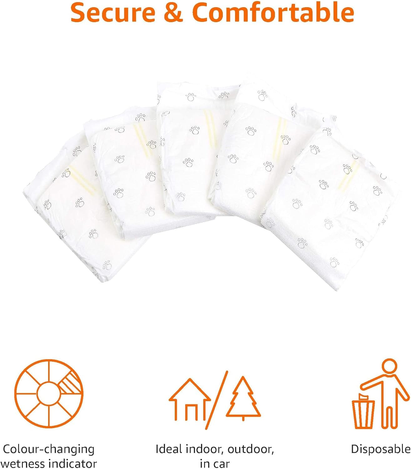 Absorbent, Leakproof Male Dog Wrap Disposable Diapers, Small, Pack of 50, White
