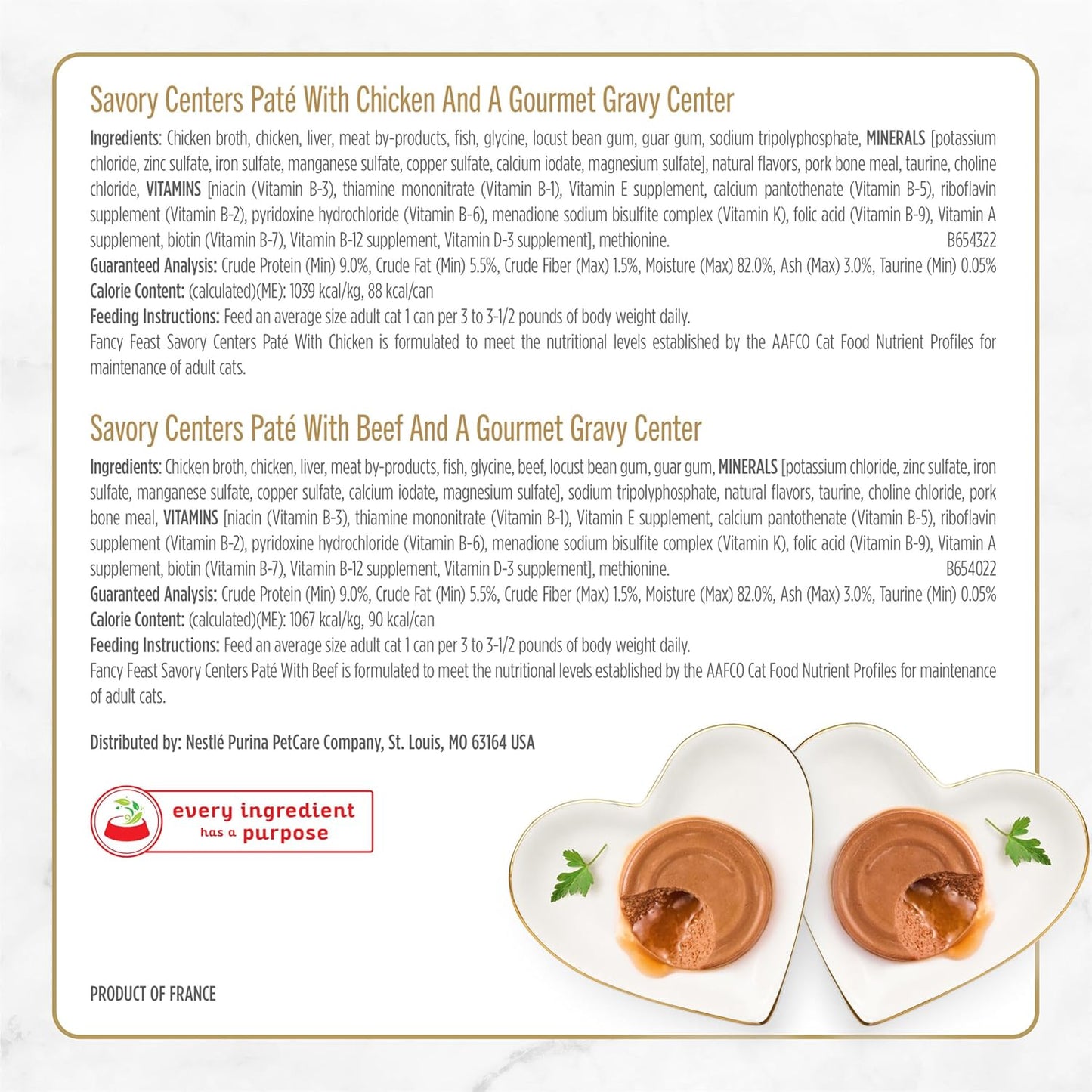 Purina  Savory Centers Wet Cat Food Pate Variety Pack with Chicken, Salmon, Beef, and Tuna Pate with Gravy Center - (2 Packs of 12) 3 Oz. Pull-Top Cans