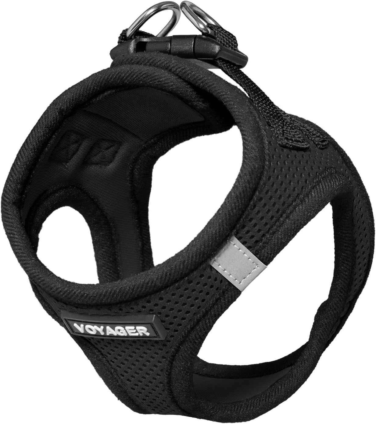 Voyager Step-In Air Dog Harness - All Weather Mesh, Reflective, No Pull Harness for Small, Medium Dogs, Cats - Secure with Hook & Loop Fastener, Buckle, Double D-Rings - Black, M