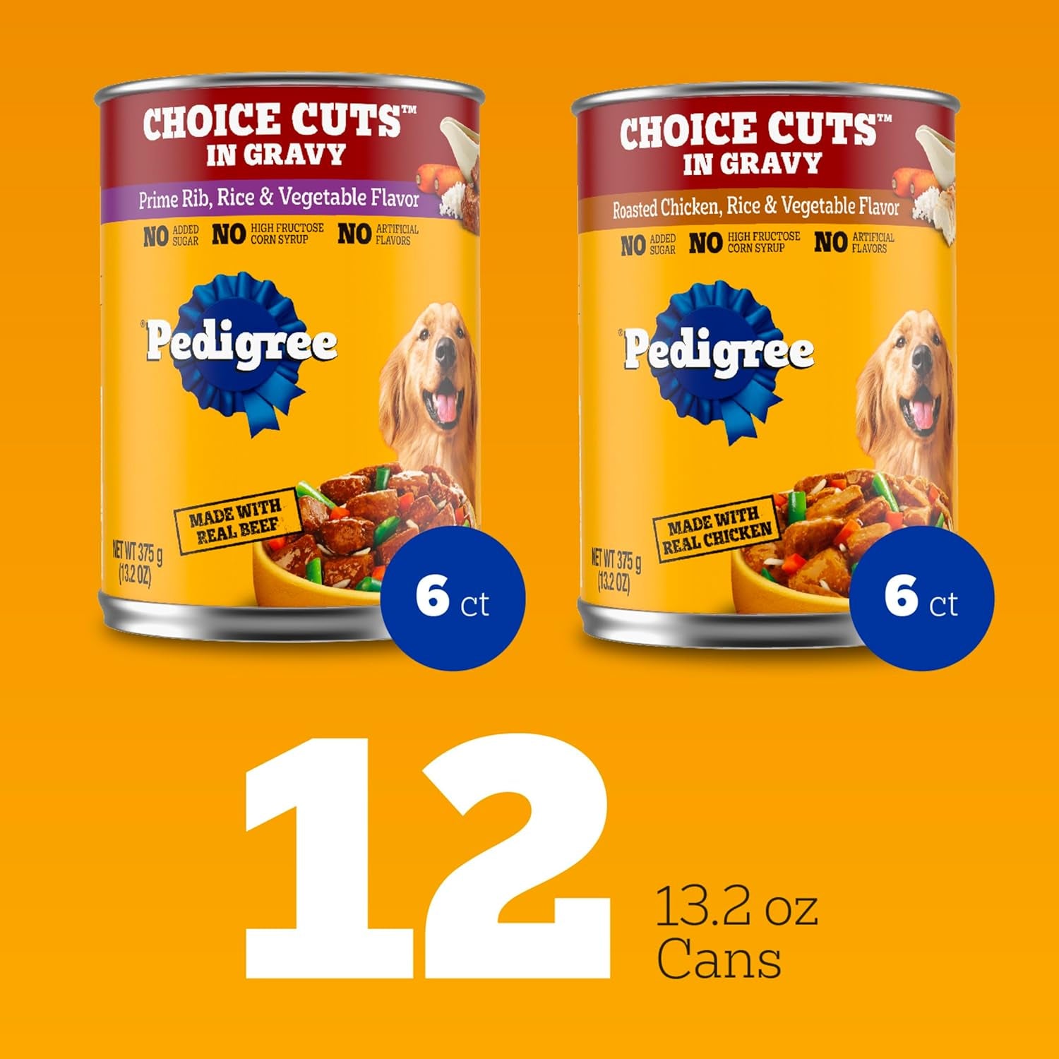 Choice Cuts in Gravy Adult Canned Soft Wet Dog Food, Prime Rib & Chicken, 13.2 Oz. Cans (12 Count, Pack of 1)