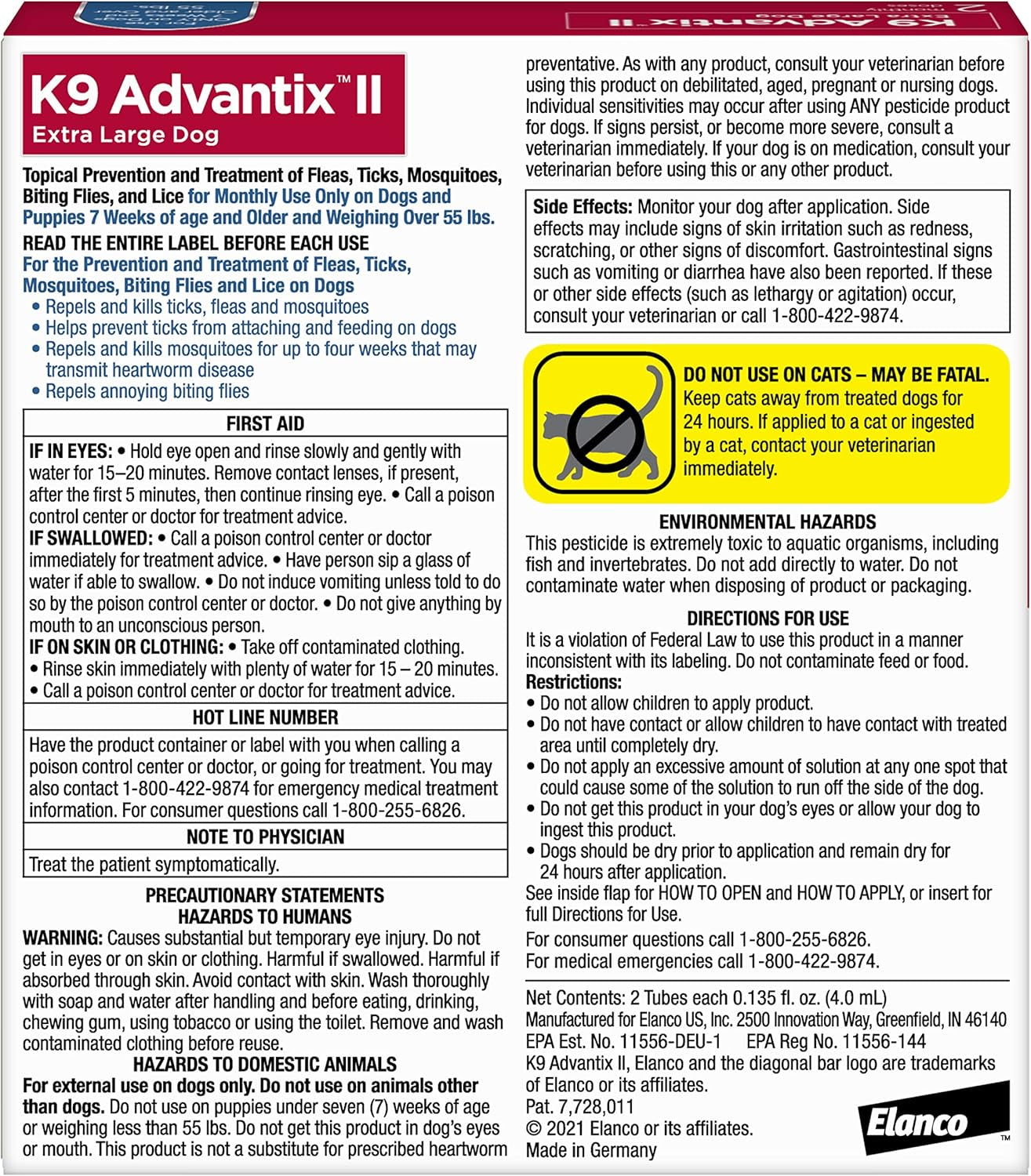 II XL Dog Vet-Recommended Flea, Tick & Mosquito Treatment & Prevention | Dogs over 55 Lbs. | 2-Mo Supply