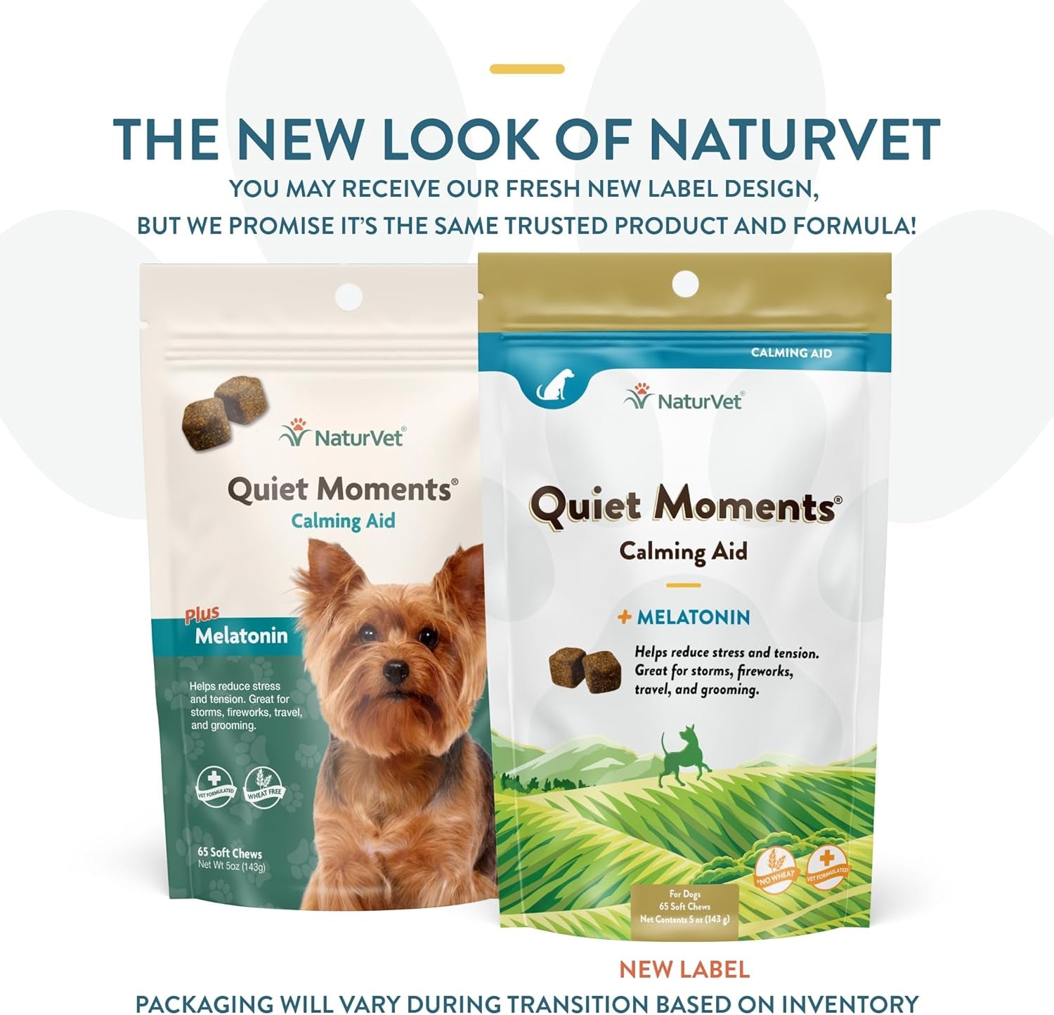 Quiet Moments Calming Dog Supplement, Dog Soft Chews with Melatonin to Help Reduce Stress from Storms, the Vet, Fireworks, and Travel, Bacon and Chicken Flavored Pet Supplement, 65 Count