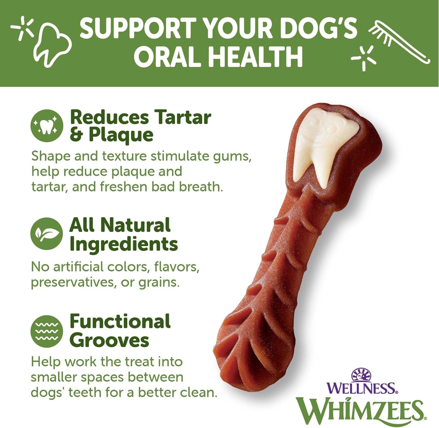 Wellness Variety Pack Dog Dental Treats, Natural Chews, Medium Size, (28 Count)