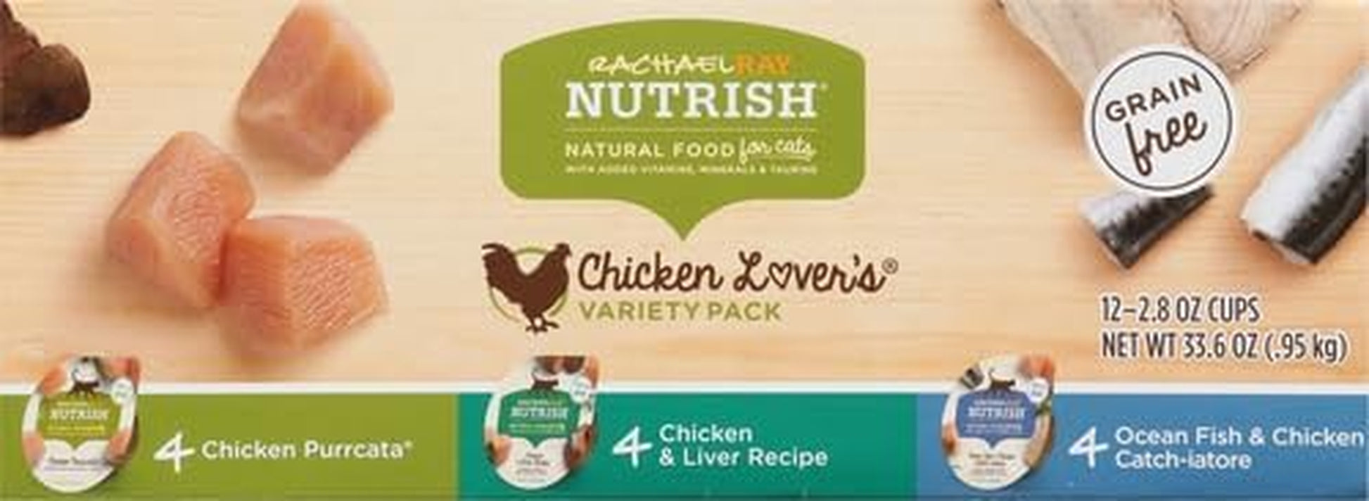 Rachael Ray  Premium Wet Cat Food, Chicken Lovers Variety Pack, Grain Free, 2.8 Oz. Tub, Pack of 12