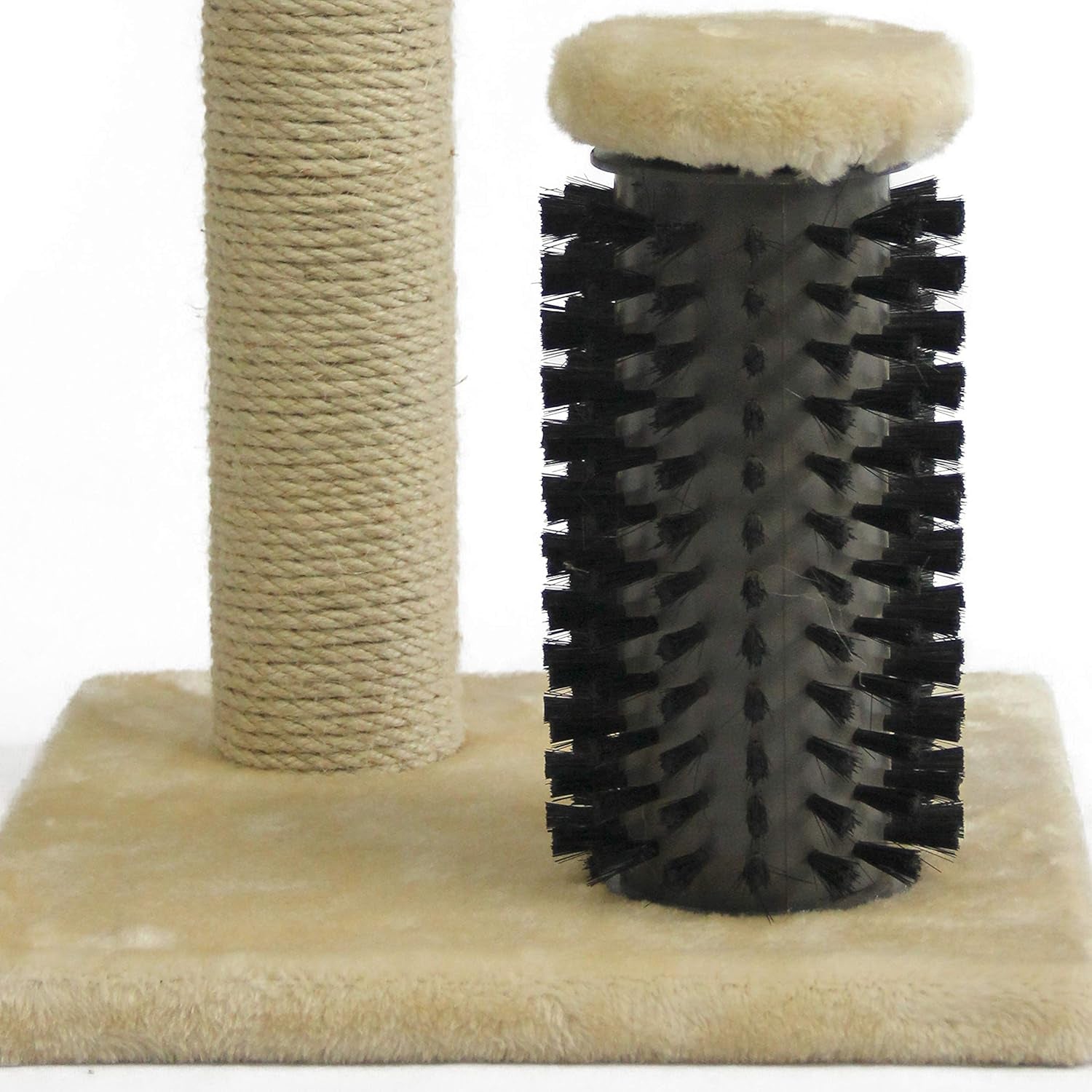 Cat Scratcher - Indoor Classic Single Cat & Kittens Scratching Post with Brush, Small (16.5" H) - Beige